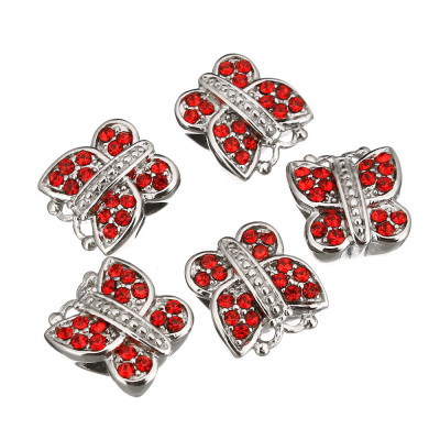 Bead bow tie with rhinestones in three colors of surgical steel