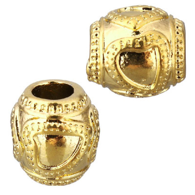 Bead with hearts of surgical steel in two colors