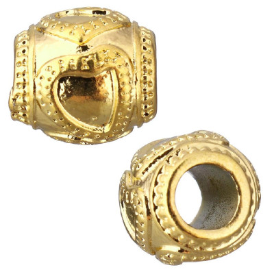 Bead with hearts of surgical steel in two colors