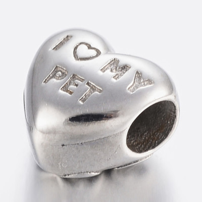 Heart bead with inscription I love Pet of surgical steel