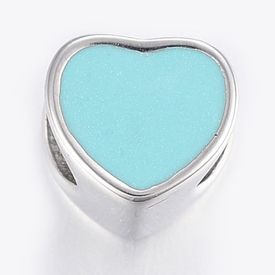 Heart bead with colored enamel in three versions of surgical steel