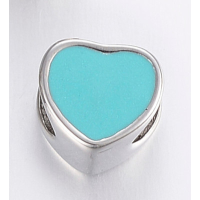 Heart bead with colored enamel in three versions of surgical steel