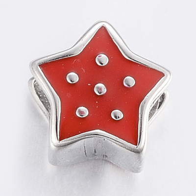 Five-pointed bead with polka dots made of surgical steel