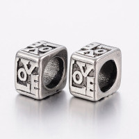  Bead cube with inscription Love made of surgical steel 
