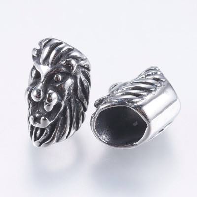 Bead chess piece lion head made of surgical steel