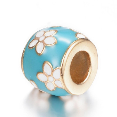 Bead in gold plating and white flower to choose from three variants of surgical steel