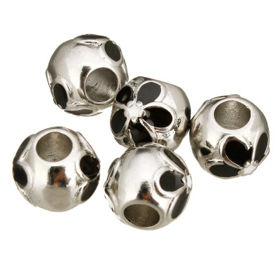 Bead with surgical steel enamel flowers