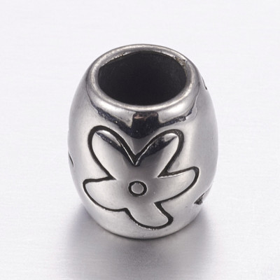 Bead with a flower and a heart and the inscription Mom made of surgical steel