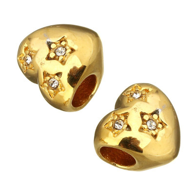 Heart bead in two color variants of surgical steel