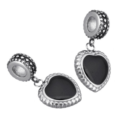 Pendant black heart of surgical steel