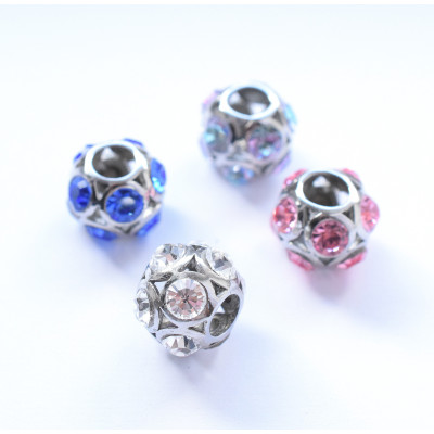 Pruned bead with glued rhinestone selection of many colors