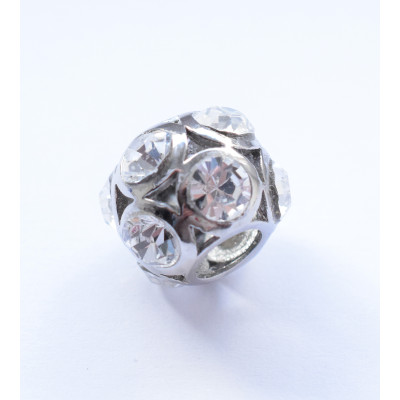 Pruned bead with glued rhinestone selection of many colors