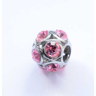 Pruned bead with glued rhinestone selection of many colors