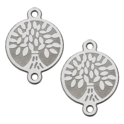 Patties connector with a tree of life made of surgical steel