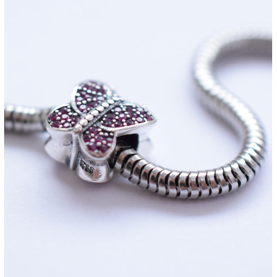 Bead bow tie with zircons of AG 925/1000