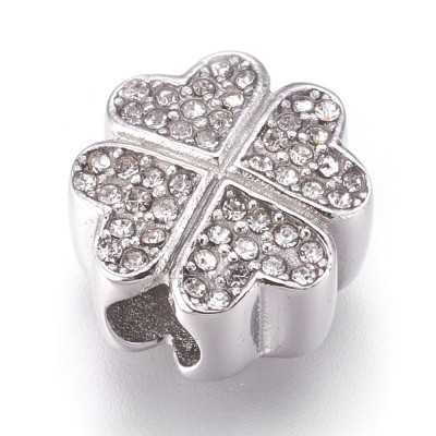 Beads of quatrefoil with surgical steel crystal chatons