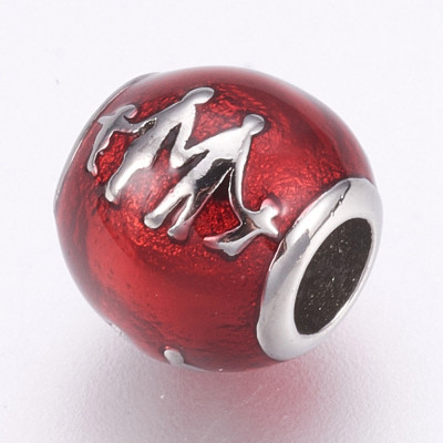 Bead with depicted family made of surgical steel two color variants