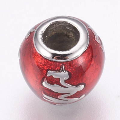 Bead with depicted family made of surgical steel two color variants