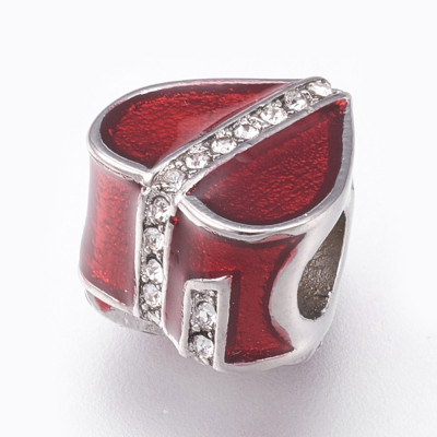 Red heart tied with a chaton ribbon made of surgical steel