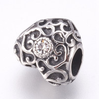 Bead heart with ornaments and chaton 4 color combination surgical steel