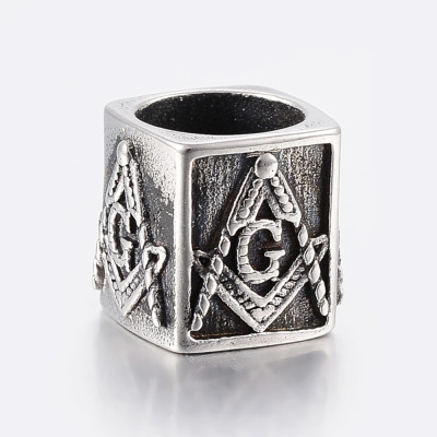 Bead with a large thread SYMBOLS made of surgical steel