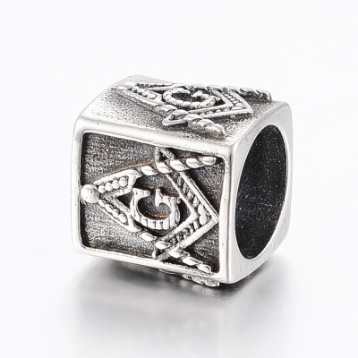 Bead with a large thread SYMBOLS made of surgical steel