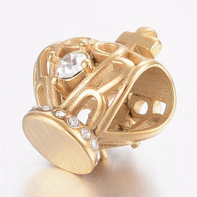 Bead crown with rhinestone made of surgical steel two color variants