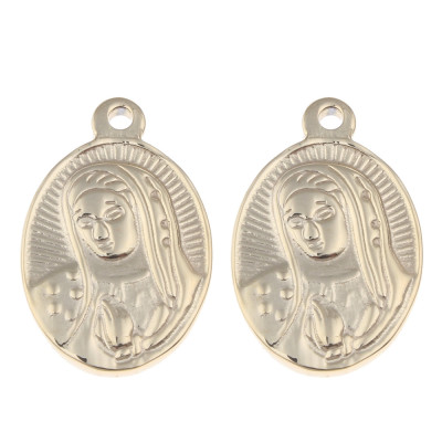 Surgical steel Madonna pendant in two colors