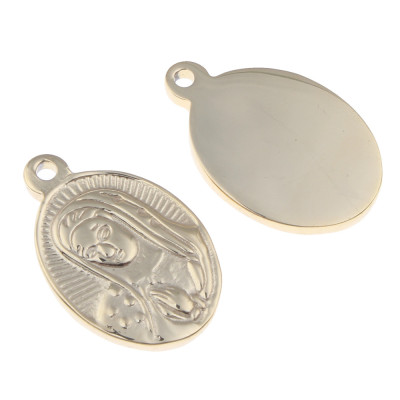 Surgical steel Madonna pendant in two colors