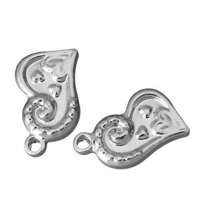 Pendant decorated with heart made of surgical steel