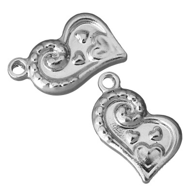 Pendant decorated with heart made of surgical steel