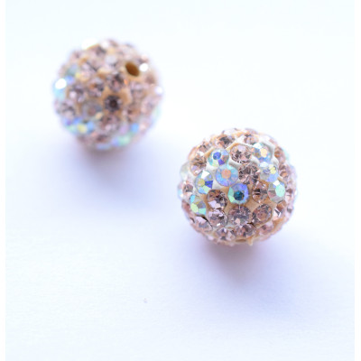 Chaton ball Peach Crystal AB 10mm bead
