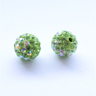 Rhinestone Peridot Crystal AB 8mm half drilled