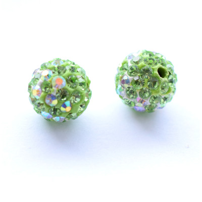 Šatonová kulička Peridot Crystal AB 8mm polovrtaná