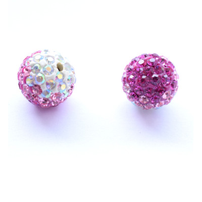 Šatonová kulička Fuchsia Light Rose Crystal AB 10mm polovrtaná