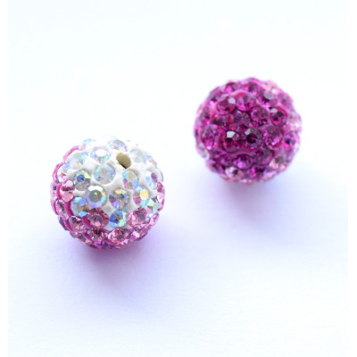 Šatonová kulička Fuchsia Light Rose Crystal AB 10mm polovrtaná