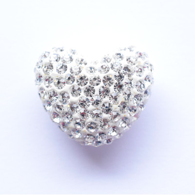 Šatonová srdce velké Crystal 17 x 14,5mm polovrtané