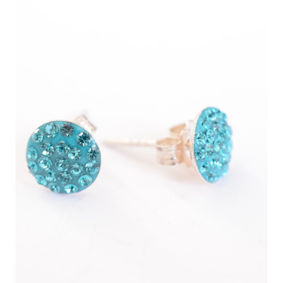Stud earrings AG 925/1000 Blue Zircon 7mm