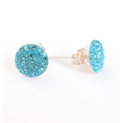 Stud earrings AG 925/1000 Blue Zircon 7mm