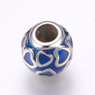 Bead decorated with hearts in two color variants of surgical steel