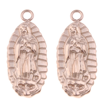 Pendant Madonna Lourdes surgical steel oval in two colors
