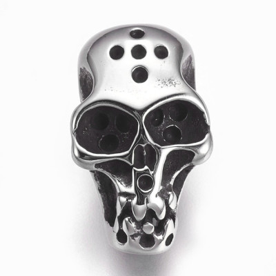 Bead skull with big surgical steel drawstring