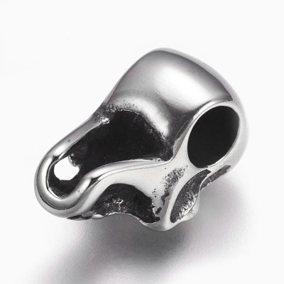 Bead skull with big surgical steel drawstring