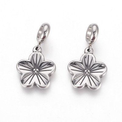 Surgical steel flower pendant