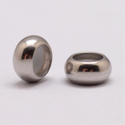 Plain smooth glossy stoper bead stainless steel 8 mm with silicone