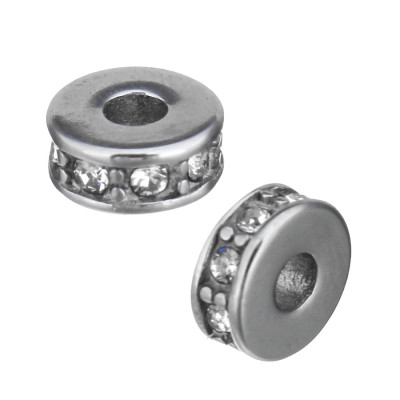 Rondelka se šatony Crystal 7 x 3 x 7mm z chiruirgické oceli