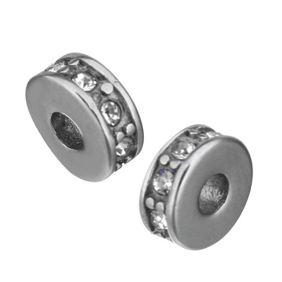 Rondelka se šatony Crystal 7 x 3 x 7mm z chiruirgické oceli
