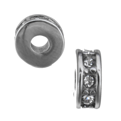 Round rhinestone with crystal 7 x 3 x 7mm chiruirg steel