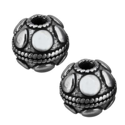 Decorated bead with small surgical steel thread