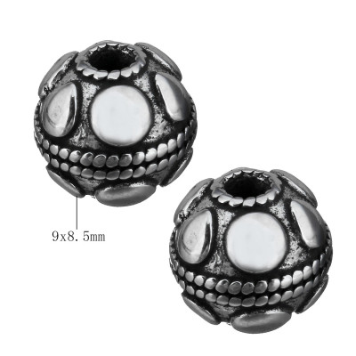 Decorated bead with small surgical steel thread